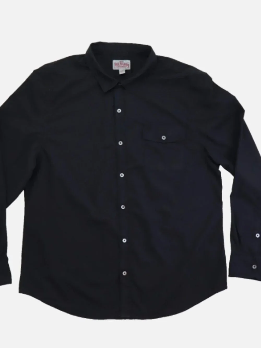 True Religion Solid Single Pocket Slim Long Sleeve Men's Shirt 3XL Cotton Black